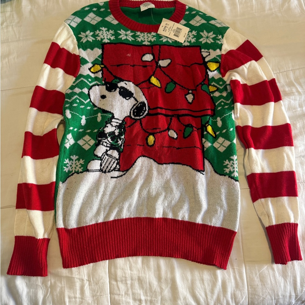 Kohl's Festive Snoopy Crewneck Sweater - Red, Green, White